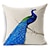 abordables Fundas de almohada-pavo real azul estampado de algodón / lino funda de almohada decorativa estilo fresco