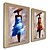 cheap Framed Arts-Oil Painting Decoration Abstract People Hand Painted Natural Linen with Stretched Framed - Set of 2