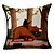 billiga Kuddfodral-tecknad björn mor&amp;amp; son mönstrad bomull / linne dekorativa kuddöverdrag