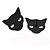 cheap Pins and Brooches-Black Cat Brooch (1Pair)
