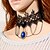 abordables Collares-collar de gemas de bule de flor negra vintage estilo femenino clásico