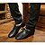 preiswerte Tanzschuhe zum Üben-Herren Schuhe für modern Dance Ballsaal Innen Oxford Absätze Pelz Blockabsatz Schnürsenkel Schwarz