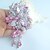 cheap Brooches-Women Accessories Silver-tone Pink Rhinestone Crystal Flower Brooch Art Deco Brooch Bouquet Women Jewelry