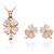 cheap Jewelry Sets-Crystal Jewelry Set Stud Earrings Pendant Necklace Cross Clover Ladies Party Fashion Cubic Zirconia Opal Rose Gold Plated Earrings Jewelry Gold For Party Special Occasion Anniversary Birthday