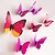 abordables Autocollants muraux-paquet de 12 pièces stickers muraux, vie urbaine moderne adorable pvc stéréo rose mur papillon autocollants