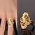 baratos Anéis-Anel de declaração For Mulheres Festa Aniversário Presente Chapeado Dourado Liga Vazado Dourado