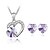 cheap Jewelry Sets-Crystal Citrine Jewelry Set Stud Earrings Pendant Necklace Solitaire Heart Love Hollow Heart Ladies Party Fashion Austria Crystal Earrings Jewelry Purple / Yellow / Fuchsia For Wedding Party Special