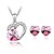 cheap Jewelry Sets-Crystal Citrine Jewelry Set Stud Earrings Pendant Necklace Solitaire Heart Love Hollow Heart Ladies Party Fashion Austria Crystal Earrings Jewelry Purple / Yellow / Fuchsia For Wedding Party Special