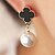 cheap Earrings-Cute Flower Diamante Alloy Pearl Drop Earrings