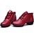 baratos Ténis de Dança-Mulheres Tênis de Dança Couro Têni / Meia Solas Rendado / Cadarço Salto Baixo Não Personalizável Sapatos de Dança Preto / Vermelho