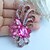 cheap Brooches-2.56 Inch Gold-tone Pink Rhinestone Crystal Flower Brooch Pendant Art Decorations