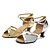 cheap Latin Shoes-Women&#039;s Latin Shoes Ballroom Shoes High Heel Buckle Chunky Heel Silver Gold / Indoor / Leather / Practice / Professional / EU39
