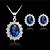 cheap Jewelry Sets-Synthetic Sapphire Jewelry Set Stud Earrings Pendant Necklace Oval Cut Ladies Luxury Plaited Party Silver Plated Imitation Diamond Earrings Jewelry Blue For Party Birthday Gift Engagement
