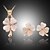 cheap Jewelry Sets-Crystal Jewelry Set Stud Earrings Pendant Necklace Cross Clover Ladies Party Fashion Cubic Zirconia Opal Rose Gold Plated Earrings Jewelry Gold For Party Special Occasion Anniversary Birthday