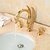 お買い得  浴室・洗面台用水栓金具-バスルームのシンクの蛇口 - 組み合わせ式 Ti-PVD センターセット 三つ / 二つのハンドル三穴Bath Taps