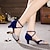 billige Latinsko-Dame Sko til latindans Ballet Salsasko Line Dance Indendørs Træning ChaCha Mousserende sko Hæle Glimmer Cubanske hæle Spænde Krydsrem Sort Blå