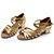 cheap Latin Shoes-Women&#039;s Dance Shoes Latin Shoes Ballroom Shoes Sandal Buckle Ribbon Tie Chunky Heel Leopard Nude Black and Gold Buckle / Suede / Indoor / Silk / Practice / Professional