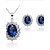 cheap Jewelry Sets-Synthetic Sapphire Jewelry Set Stud Earrings Pendant Necklace Oval Cut Ladies Luxury Plaited Party Silver Plated Imitation Diamond Earrings Jewelry Blue For Party Birthday Gift Engagement