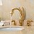 お買い得  浴室・洗面台用水栓金具-バスルームのシンクの蛇口 - 組み合わせ式 Ti-PVD センターセット 三つ / 二つのハンドル三穴Bath Taps