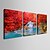 cheap Prints-E-HOME® Stretched Canvas Art Red Leaves And Small Waterfalls Decorative Painting Set of 3
