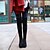זול מגפי נשים-נשים נעליים פליז אביב סתיו חורף פלטפורמה מגפיים באורך מעל הברך רוכסן עבור קזו&#039;אל שחור חום אדום