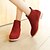 Χαμηλού Κόστους Γυναικείες Μπότες-Γυναικείο Παπούτσια Φλις Άνοιξη Φθινόπωρο Χειμώνας Κοντόχοντρο Τακούνι Μποτίνια Λουράκι Για Causal Φόρεμα Μαύρο Μπεζ Κόκκινο