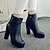 Χαμηλού Κόστους Γυναικείες Μπότες-Γυναικείο Παπούτσια Δερματίνη Άνοιξη Φθινόπωρο Χειμώνας Κοντόχοντρο Τακούνι Μποτίνια Φερμουάρ Λουράκι Για Causal Φόρεμα Μαύρο Σκούρο μπλε