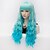 baratos Peruca para Fantasia-Cosplay Costume Wig Synthetic Wig Kinky Curly Kinky Curly With Bangs Wig Very Long Blue Synthetic Hair Women‘s Blue
