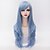cheap Synthetic Trendy Wigs-70cm long layered curly hair with side bang sky blue heat resistant synthetic harajuku lolita women wig