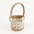 cheap Flower Baskets-Flower Basket In Beige Linen With Lace Flower Girl Basket