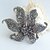 Χαμηλού Κόστους Καρφίτσες-3.74 ιντσών Vintage γκρι rhinestone κρυστάλλου ορχιδέα κόσμημα καρφίτσα λουλούδι