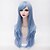 cheap Synthetic Trendy Wigs-70cm long layered curly hair with side bang sky blue heat resistant synthetic harajuku lolita women wig