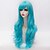preiswerte Trendige synthetische Perücken-75cm long layered wavy hair with side bang light blue synthetic european lolita lady wig