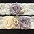 baratos Ligas para Noivas-Renda Fashion Wedding Garter Com Pedrarias / Pérolas Sintéticas / Flor Ligas