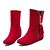 voordelige Dameslaarzen-Dames Fleece Lente / Herfst / Winter Comfortabel / Snowboots Laarzen Platte hak Ronde Teen Kristal / Rits / Kwastje Bruin / Rood / Blauw