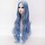 halpa Räätälöidyt peruukit-synteettinen peruukki aaltoileva löysä aalto löysä aalto peruukki erittäin pitkät synteettiset hiukset naisten keskiosa sininen halloween peruukki