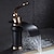 cheap Classical-Brass Bathroom Sink Faucet,Gloden Single Handle One Hole Waterfall Oil-rubbed Bronze Widespread Bath Taps with Hot and Cold Water