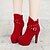 cheap Women&#039;s Boots-Women&#039;s Shoes Faux Suede Stiletto Heel Fashion Boots/Round Toe Boots Dress/Casual Black/Red