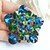 cheap Brooches-2.36 Inch Gold-tone Turquoise Green Rhinestone Crystal Flower Brooch