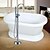 cheap Bathtub Faucets-Contemporary Floor Mounted Floor Standing Ceramic Valve Single Handle One Hole Chrome, Bathtub Faucet