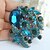 cheap Brooches-2.36 Inch Wedding Gold-tone Turquoise Rhinestone Crystal Flower Brooch Pendant