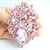 cheap Brooches-Gorgeous 3.15 Inch Gold-tone Pink Rhinestone Crystal Flower Brooch Pendant