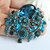 cheap Brooches-2.36 Inch Wedding Gold-tone Turquoise Rhinestone Crystal Flower Brooch Pendant