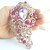 cheap Brooches-Gorgeous 4.72 Inch Gold-tone Pink Rhinestone Crystal Flower Brooch Pendant Art Deco