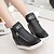 cheap Women&#039;s Sneakers-Women&#039;s Shoes Leatherette Spring / Fall Comfort Wedge Heel Zipper White / Black