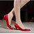 זול נעלי עקב לנשים-בלרינה\עקבים - נשים - נעלי חתונה - שפיץ / סגור - חתונה / שמלה / מסיבה וערב - אדום / שמפניה