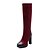 cheap Women&#039;s Boots-Women&#039;s Chunky Heel Faux Suede 35.56-40.64 cm / Knee High Boots Slouch Boots Fall / Winter Black / Red / Blue