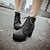 Χαμηλού Κόστους Γυναικείες Μπότες-Γυναικεία παπούτσια - Μπότες - Φόρεμα / Καθημερινά - Χοντρό Τακούνι - Πλατφόρμες / Στρογγυλή Μύτη / Μοντέρνες Μπότες - Δερματίνη -Μαύρο /