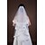 cheap Wedding Veils-Two-tier Lace Applique Edge Wedding Veil Fingertip Veils with Rhinestone / Appliques Tulle / Classic