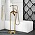 cheap Bathtub Faucets-Bathtub Faucet - Contemporary Electroplated Free Standing Ceramic Valve Bath Shower Mixer Taps / Three Handles One Hole